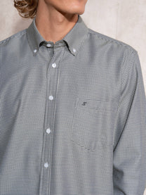 Camicia da uomo in cotone misto a microquadri