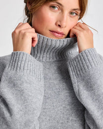 Maglione dolcevita in lana d’agnello grigio mélange