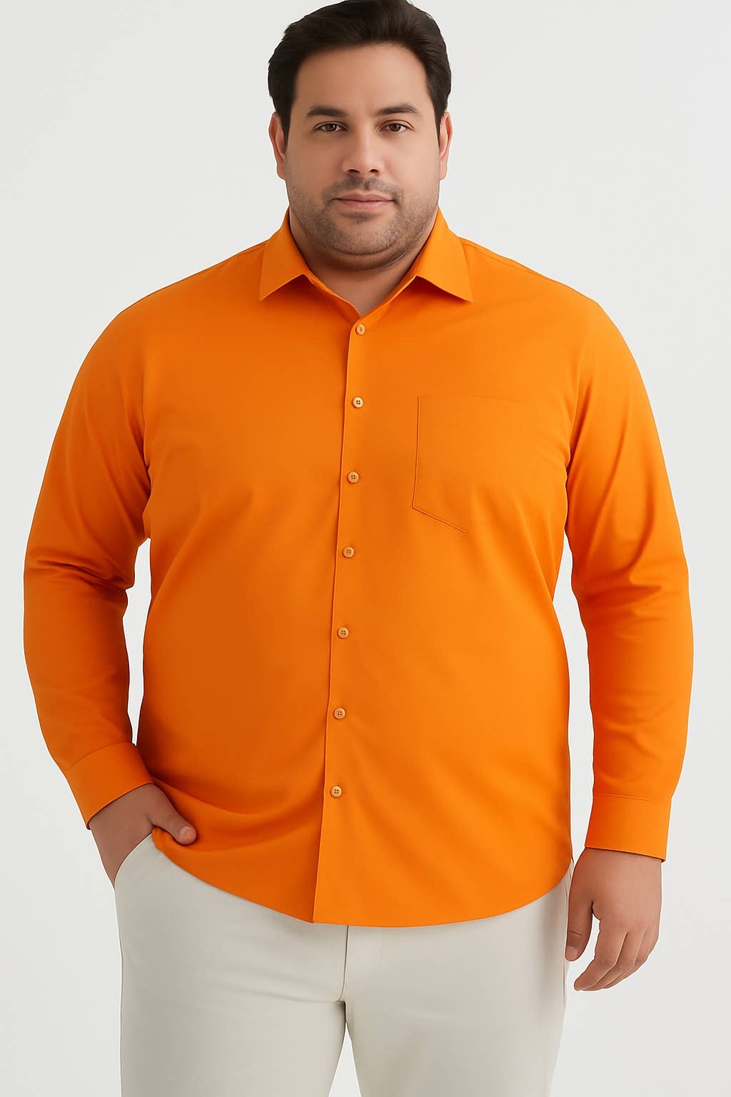 Camicia arancione oversize da uomo con collo francese