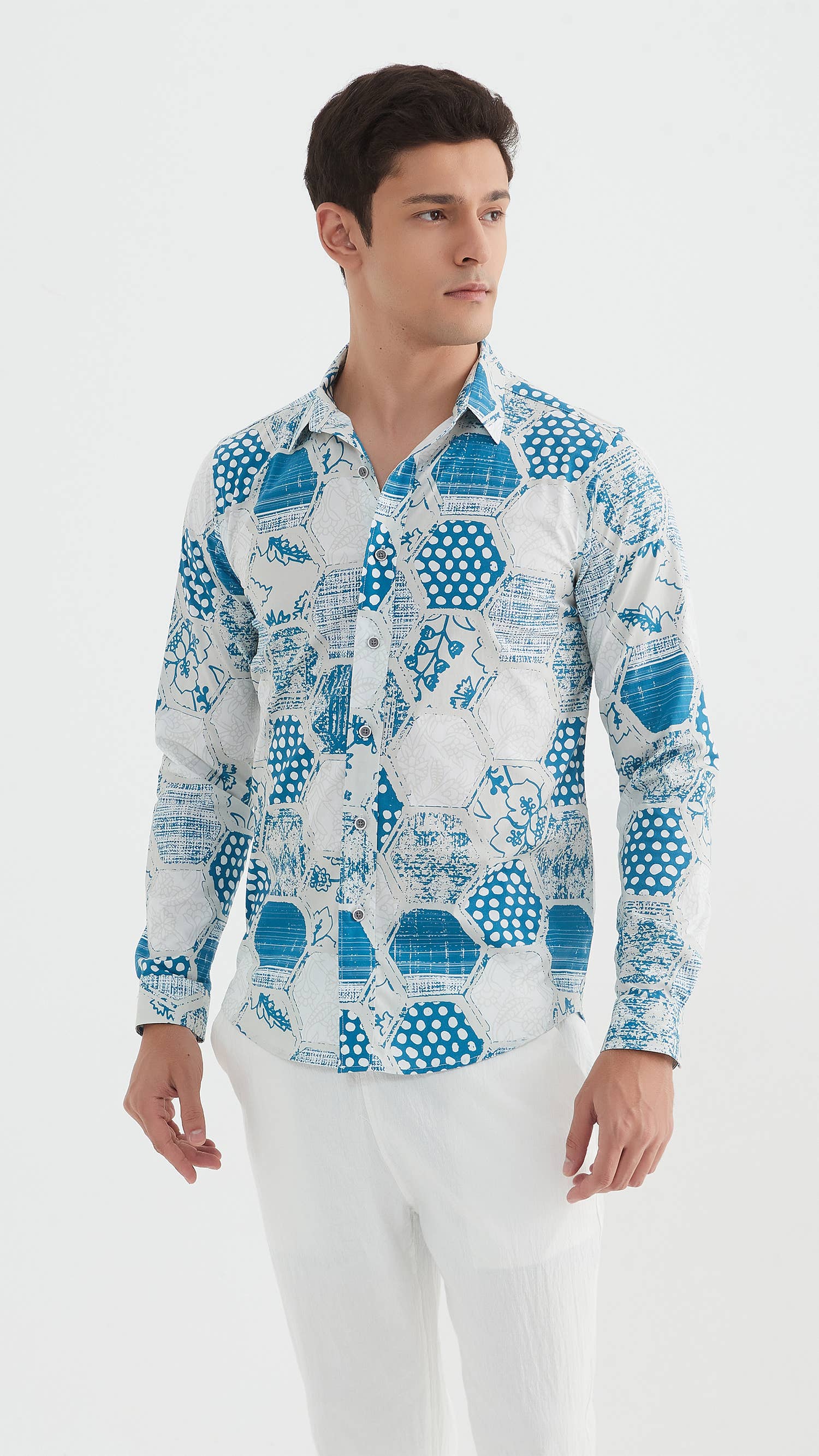 Camicia slim fit stampata premium