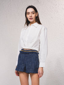 Camicia corta in cotone bianca