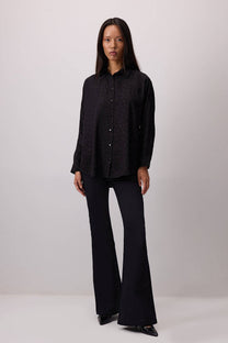 Camicia jacquard leopardata nera