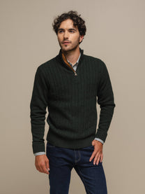 Maglione polo in maglia con zip da uomo