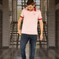 Polo antimacchia rosa con collo a contrasto