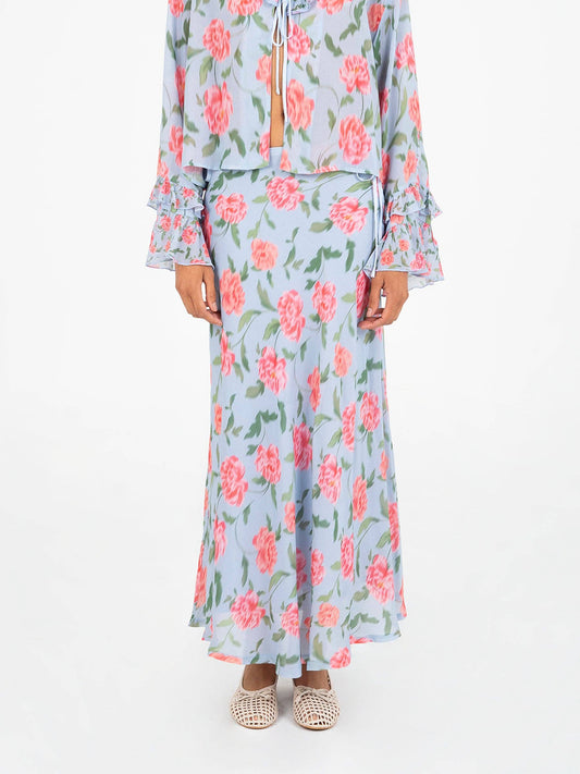 Gonna lunga in chiffon a fiori Floralis
