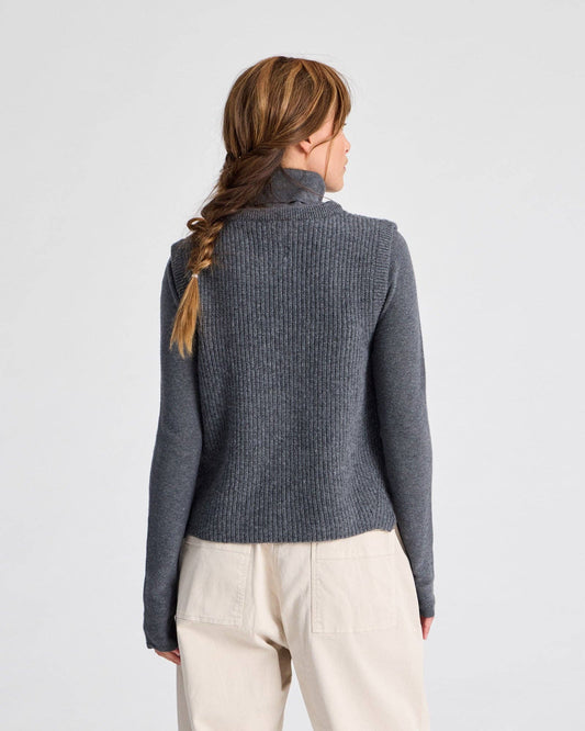 Gilet a coste in lana d’agnello GOTS grigio melange