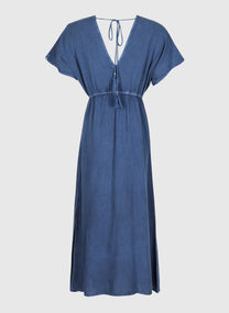 Abito midi indaco Omalyna con scollo a V