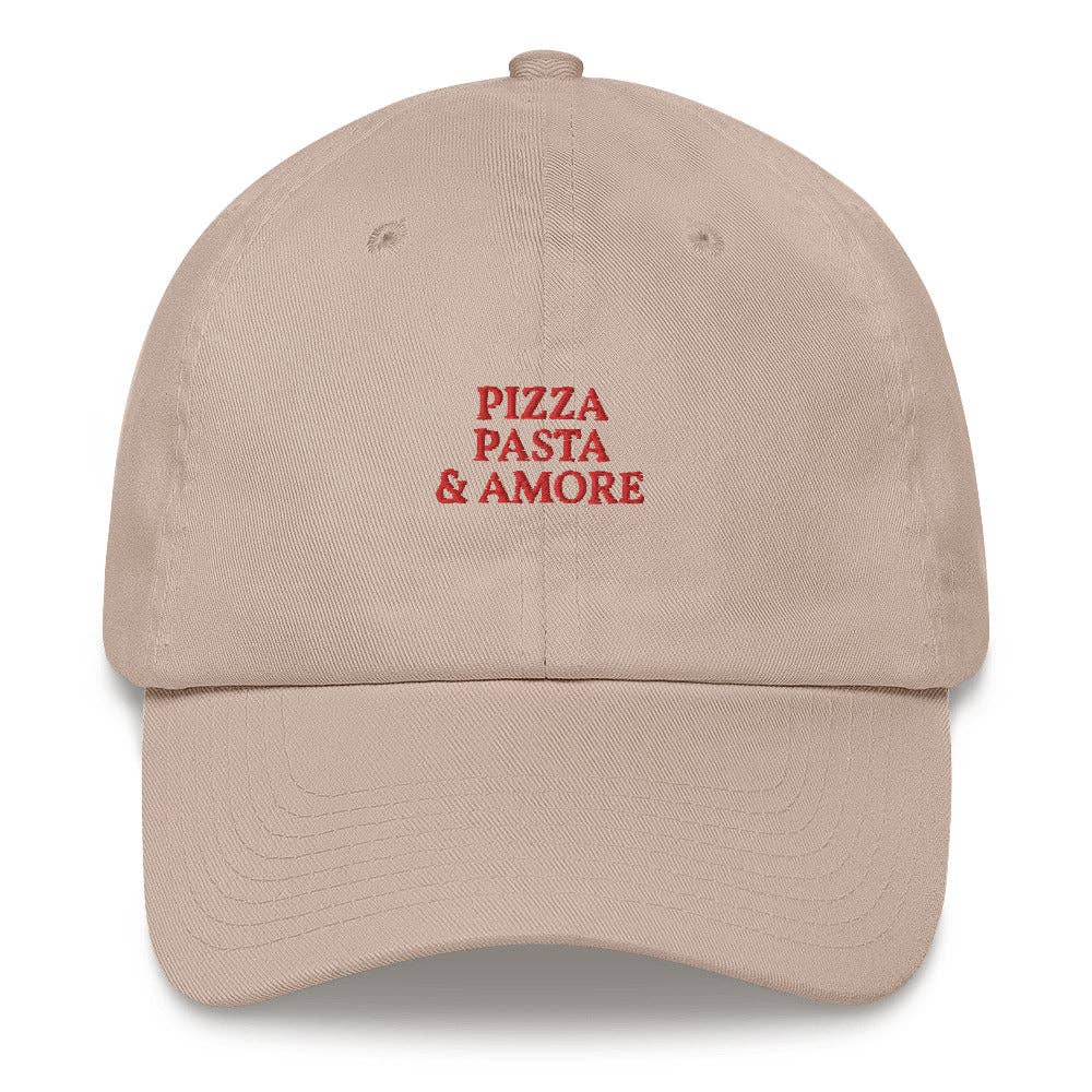 Cappello dad hat ricamato "Pizza, Pasta & Amore"