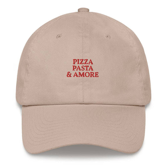 Cappello dad hat ricamato "Pizza, Pasta & Amore"