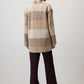Giacca a quadri beige con cintura in vita