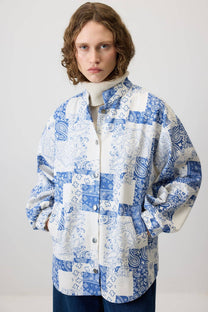Giacca bomber oversize con stampa paisley