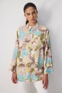 Camicia in raso fantasia floreale