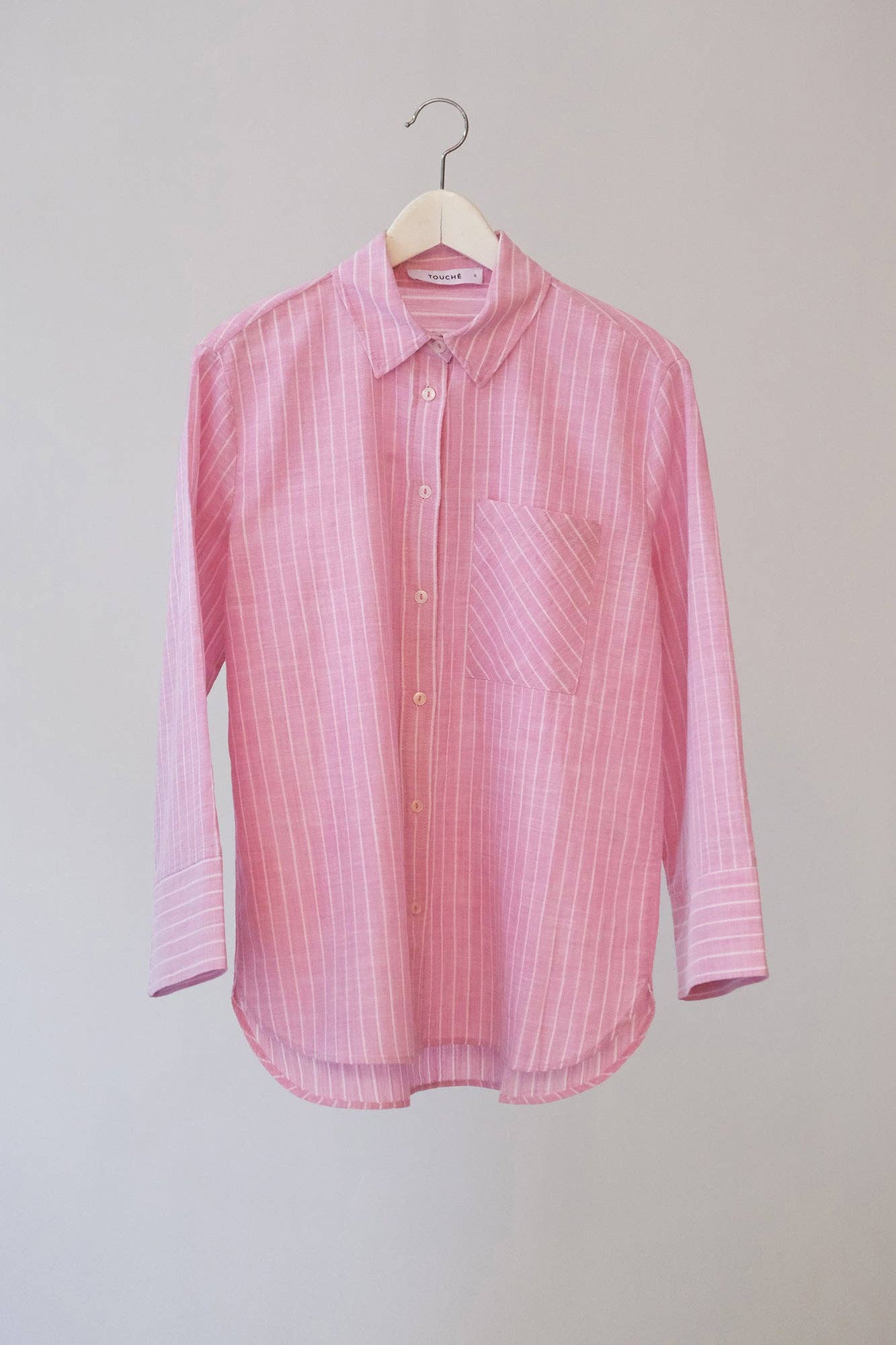 Camicia a righe in cotone rosa