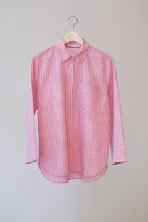 Camicia a righe in cotone rosa