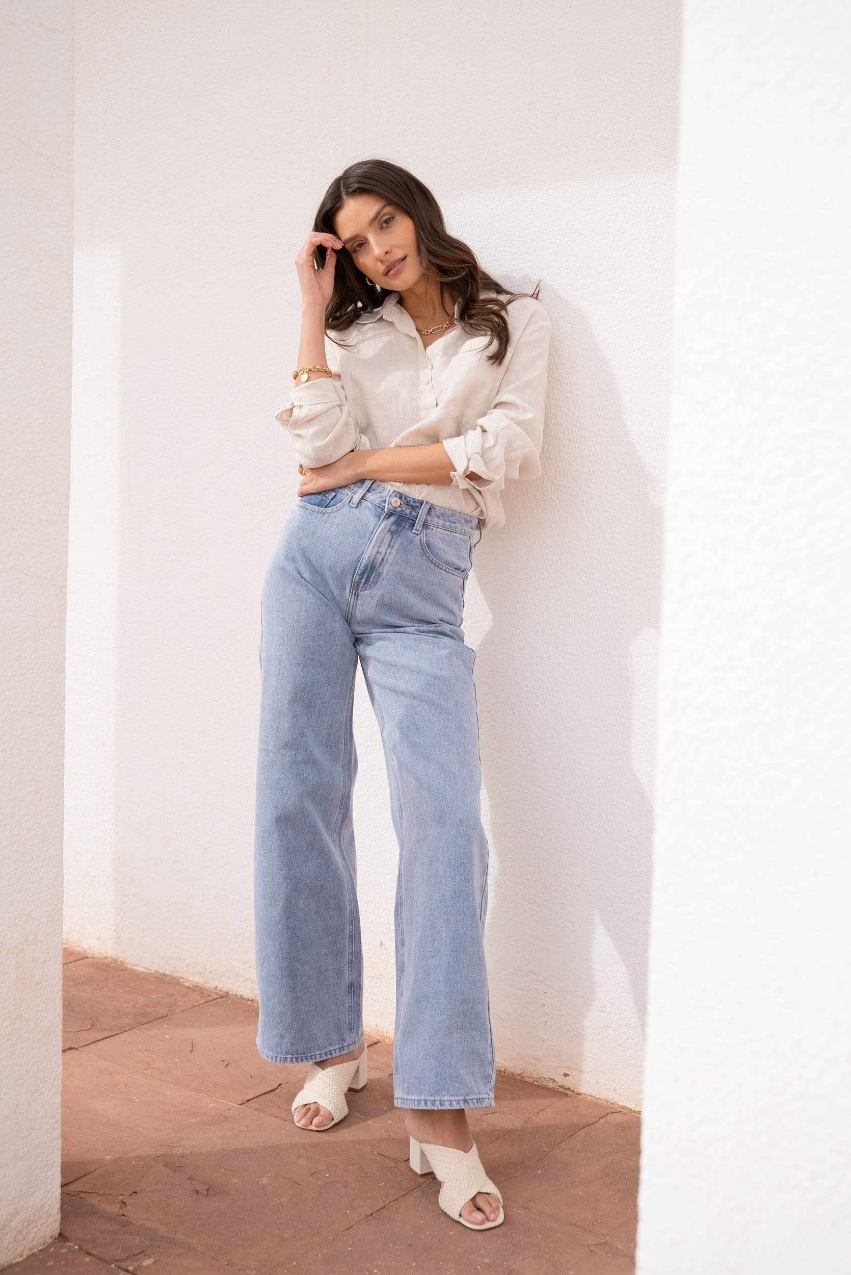Jeans a Vita Alta Wide Leg Celestin