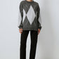 Maglione in maglia a rombi girocollo antracite