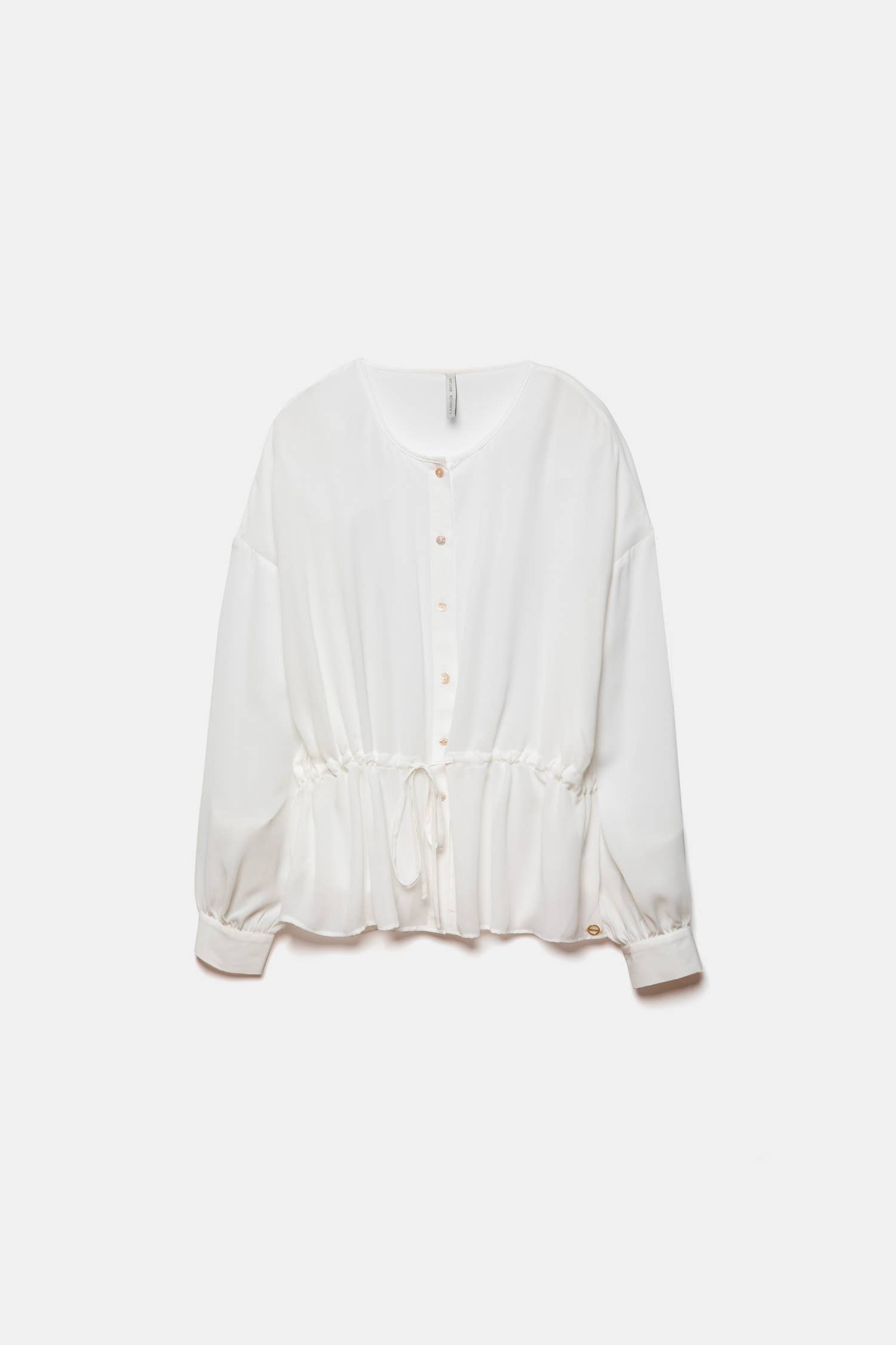 Blusa bianca con coulisse in vita