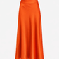 Gonna lunga satinata arancione a vita alta