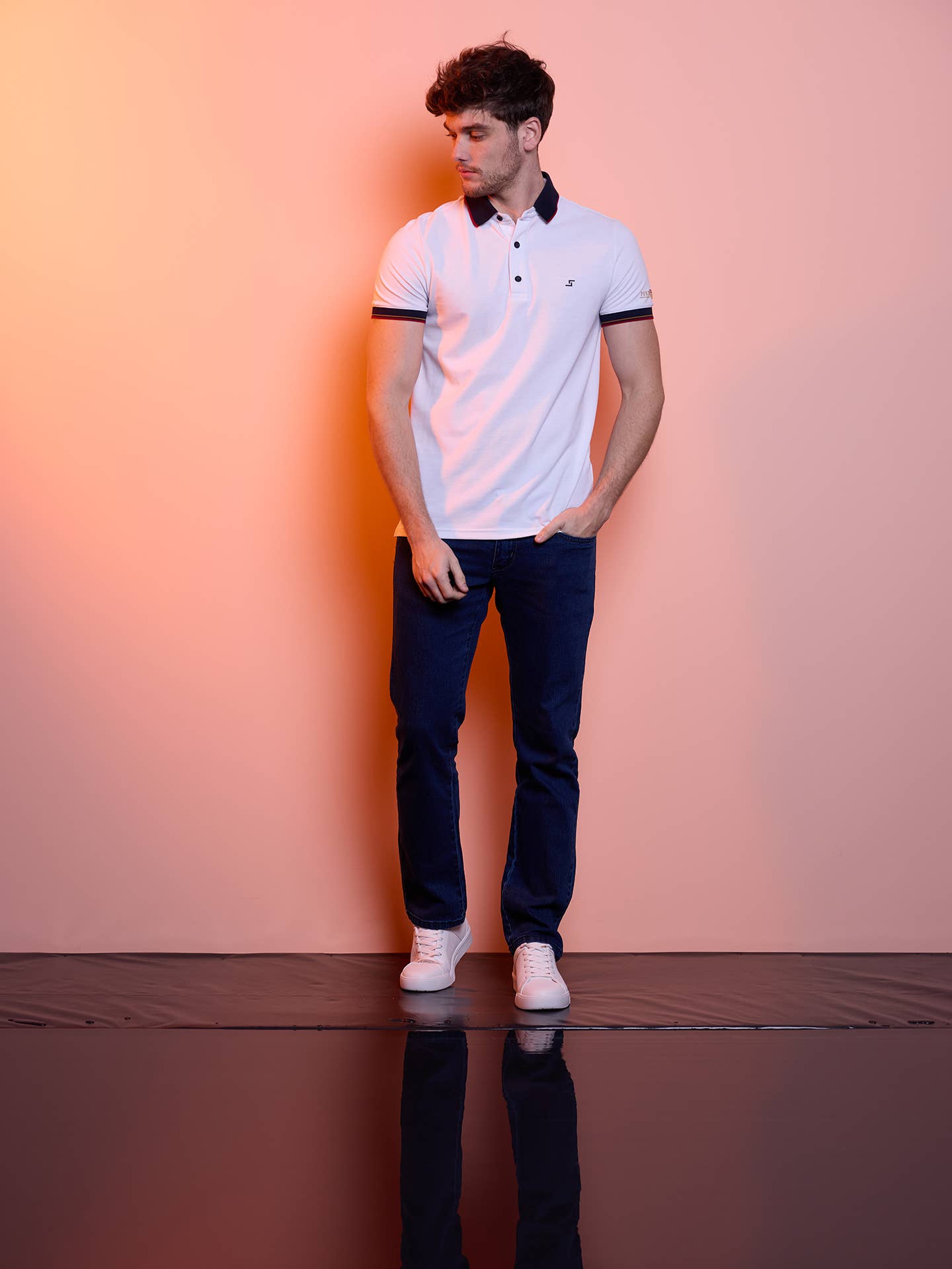 Polo uomo bicolore in misto cotone