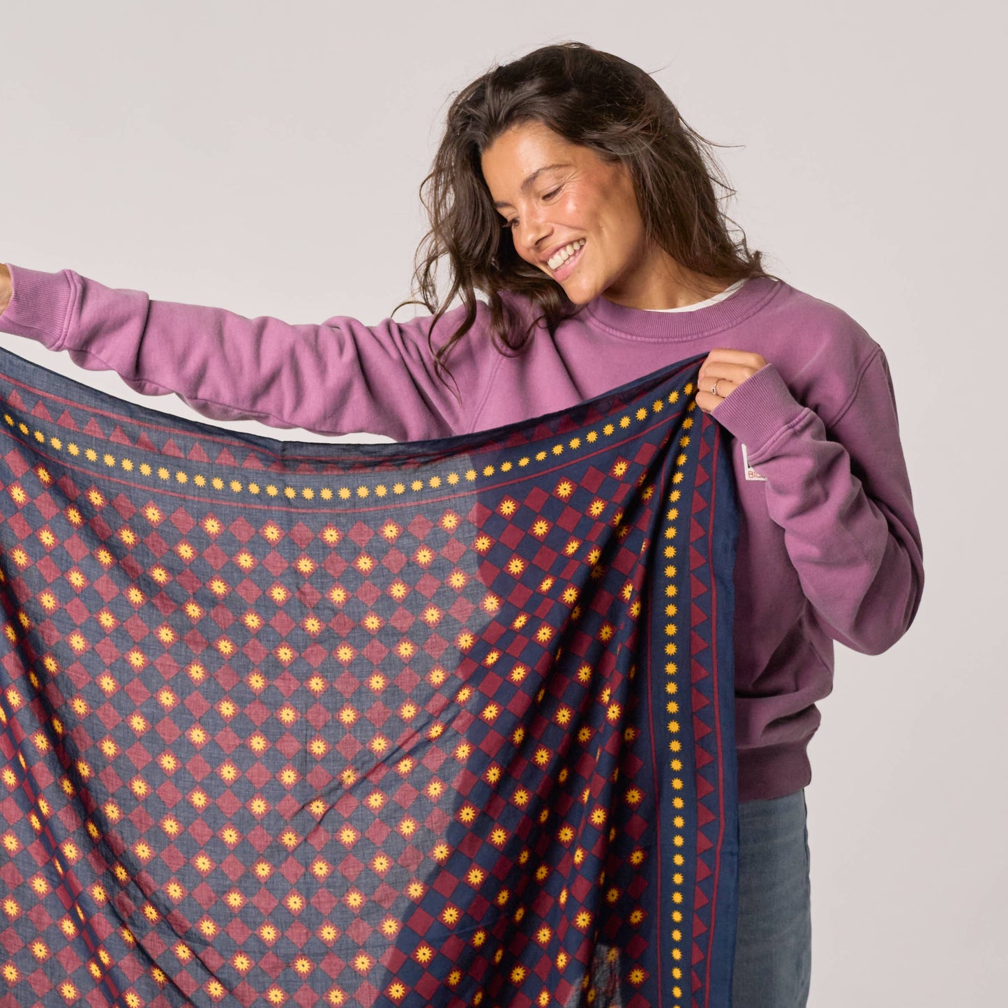 Foulard in cotone biologico Romane blu marino