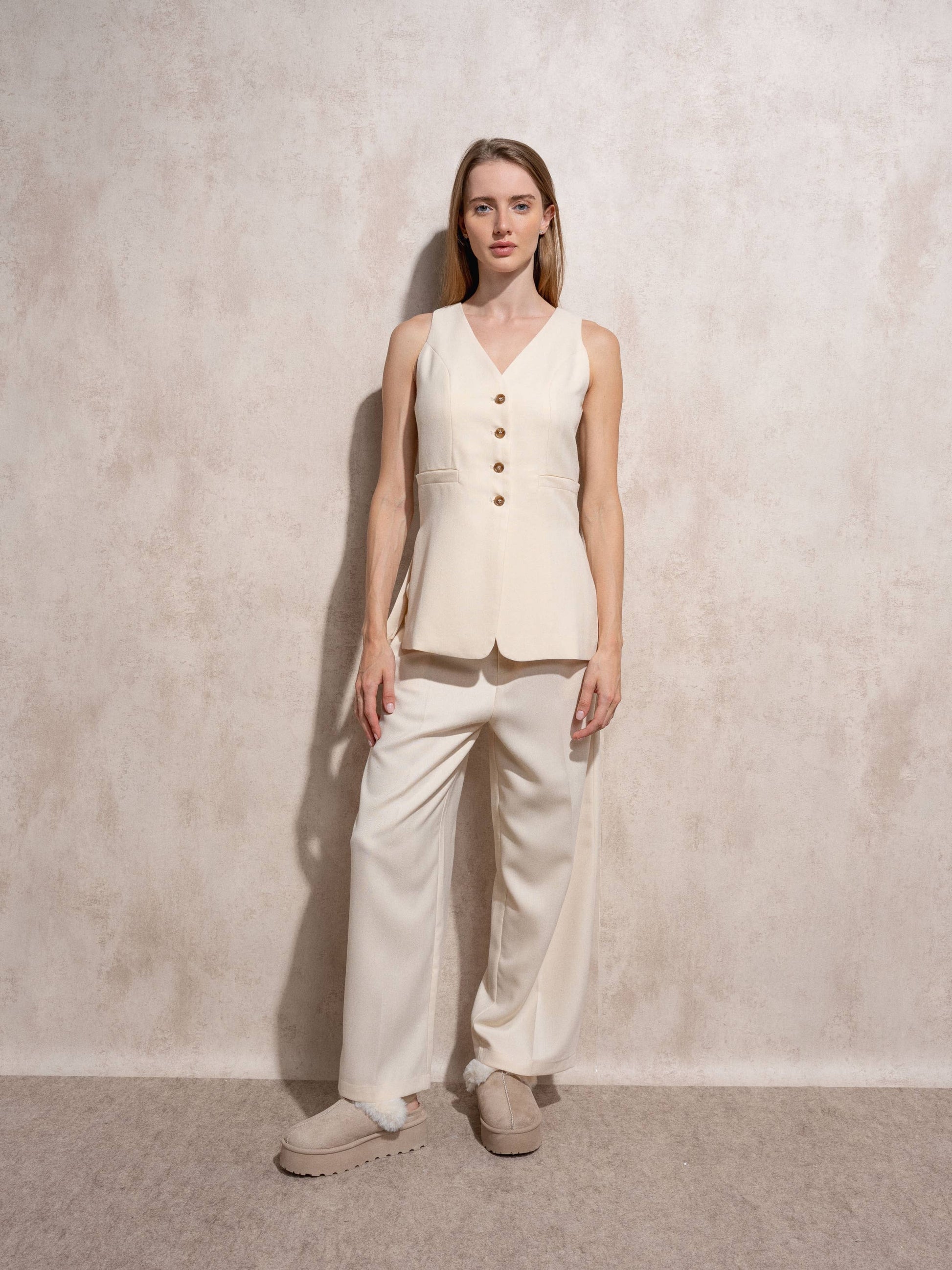 Gilet lungo sartoriale con bottoni