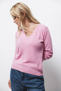 Maglione in maglia rasata con scollo a V
