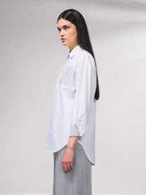 Camicia bianca in cotone con tasca glitter e perline