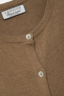 Cardigan in maglia rasata con bottoni a contrasto