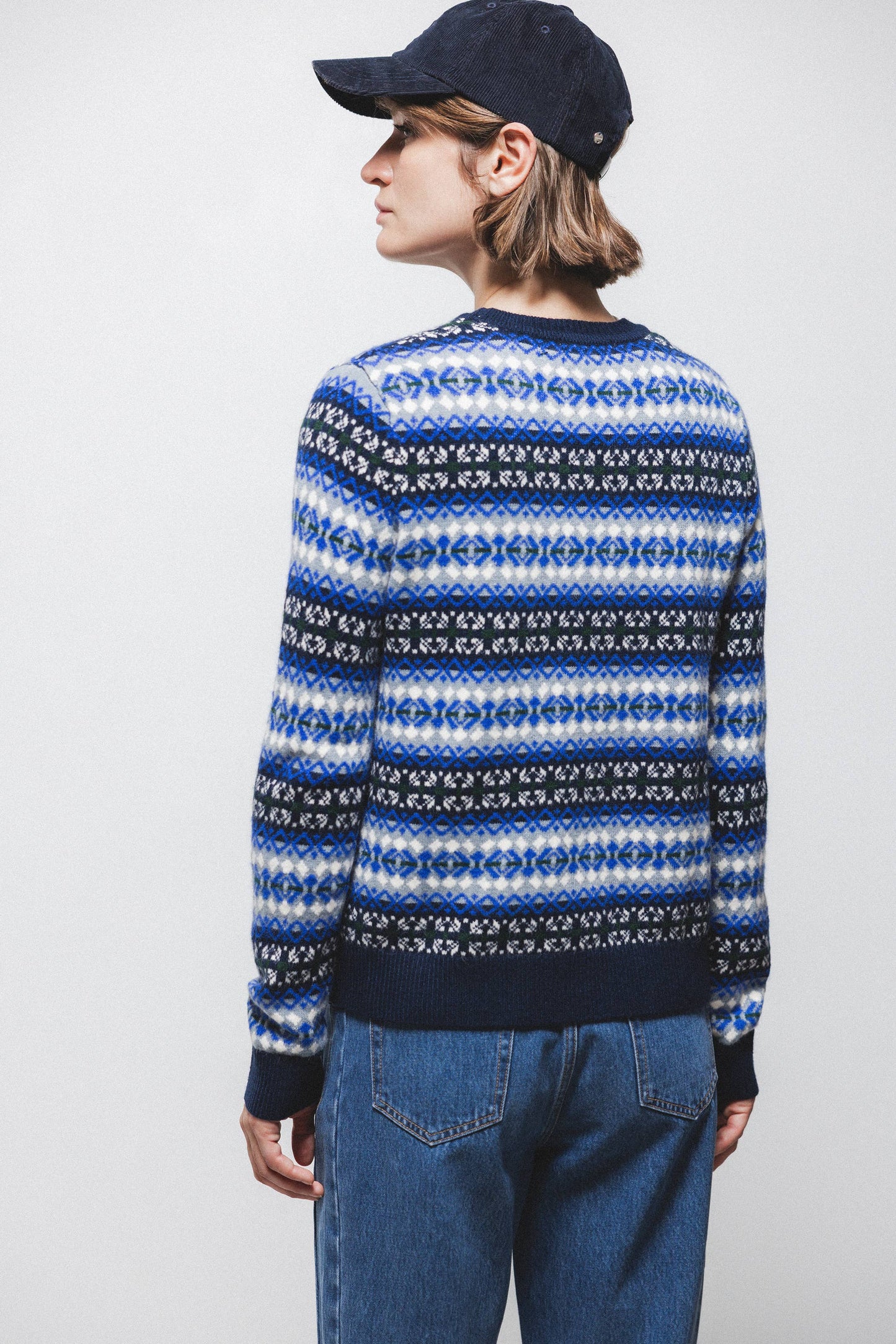 Maglione jacquard girocollo a maniche lunghe