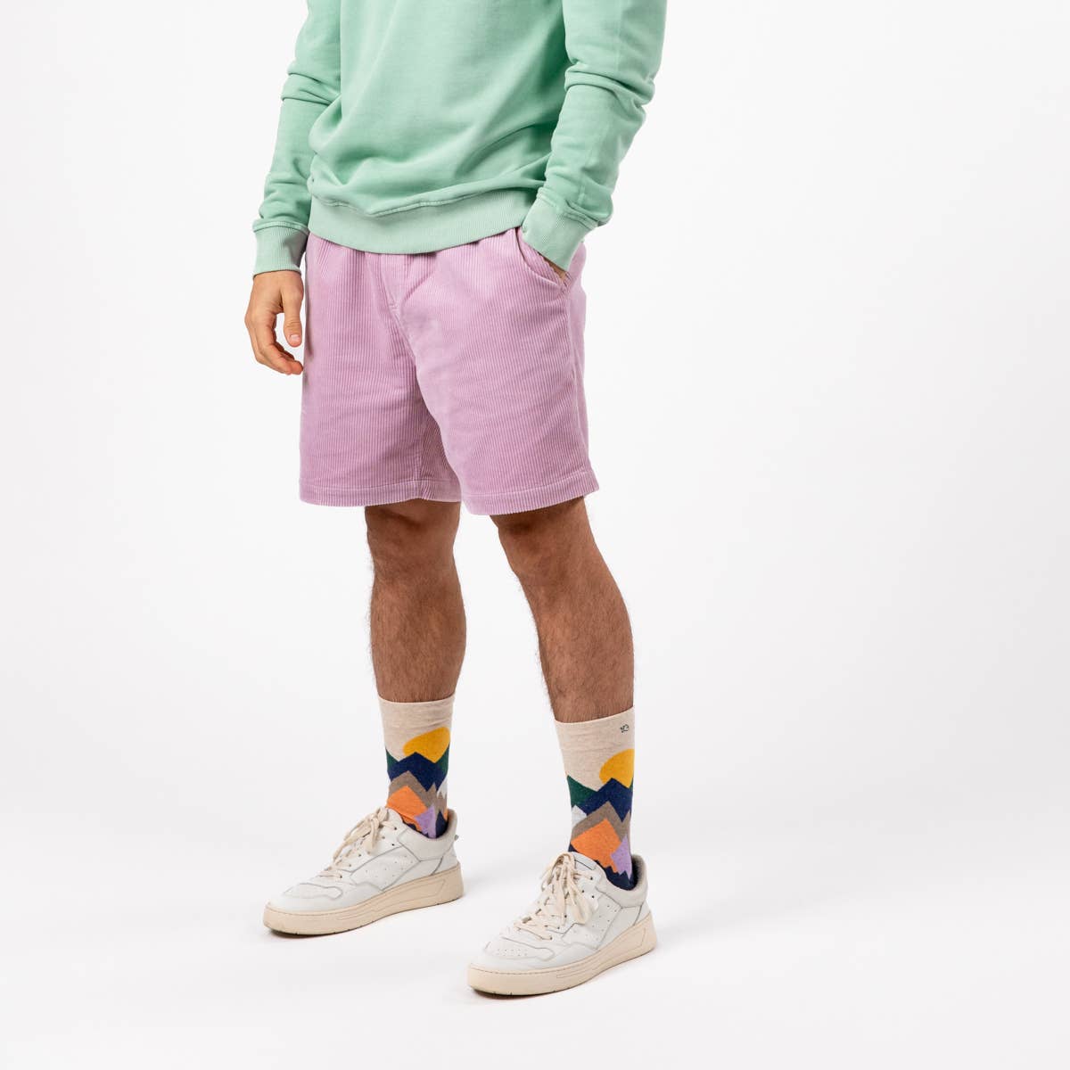 Shorts in velluto di cotone biologico color Parma