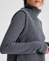 Gilet a coste in lana d’agnello GOTS grigio melange