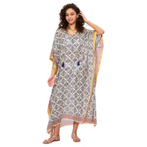 Kaftano lungo estivo boho in cotone con maniche 3/4