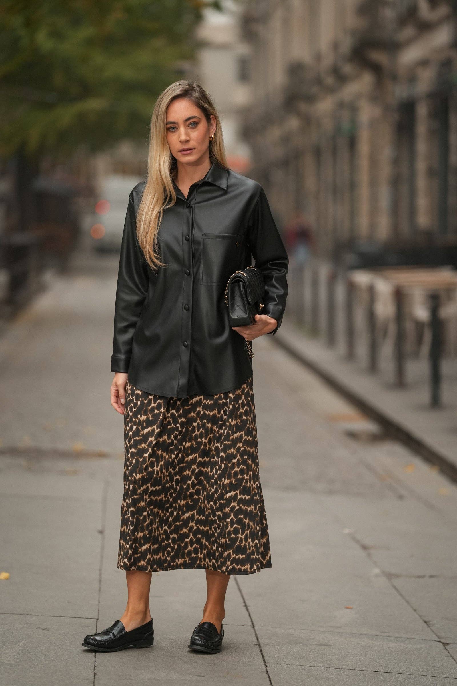 Gonna midi animalier in viscosa