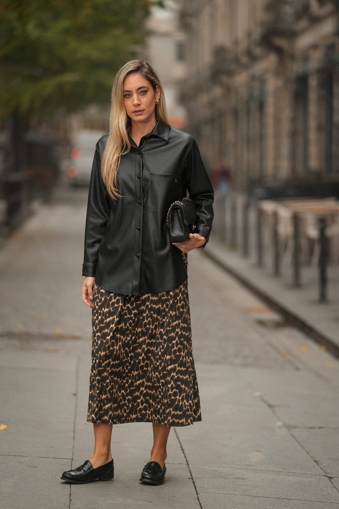 Gonna midi animalier in viscosa