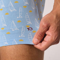 Boxer in cotone biologico con fantasia barche a vela