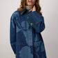 Giacca lunga in denim con stampa floreale