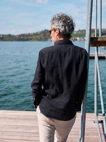 Camicia in lino nera Verzasca su misura