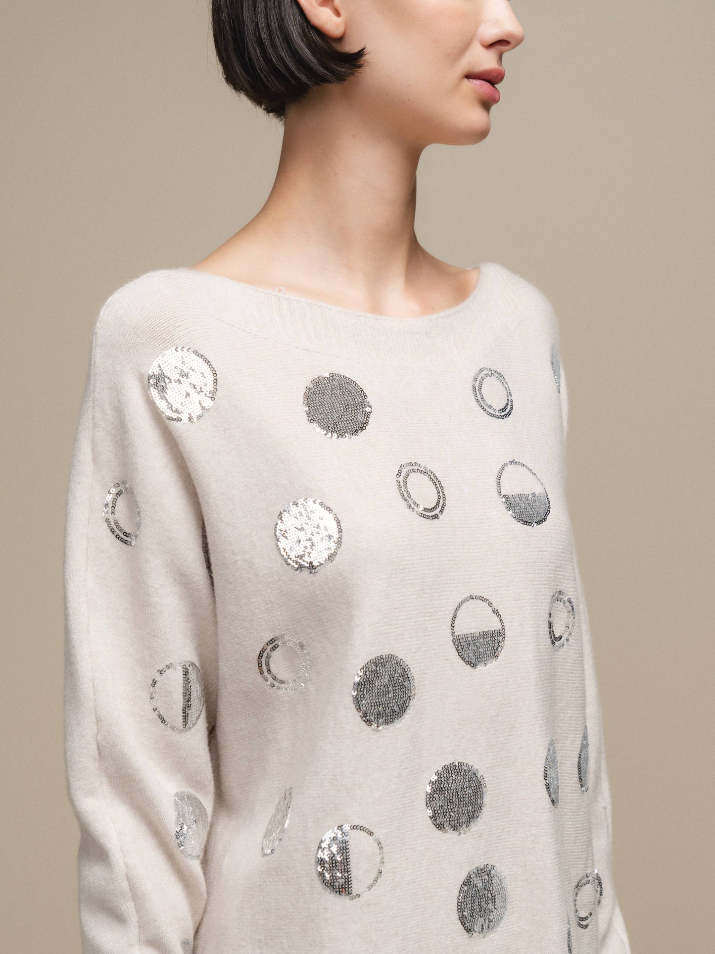 Maglione donna con paillettes a pois
