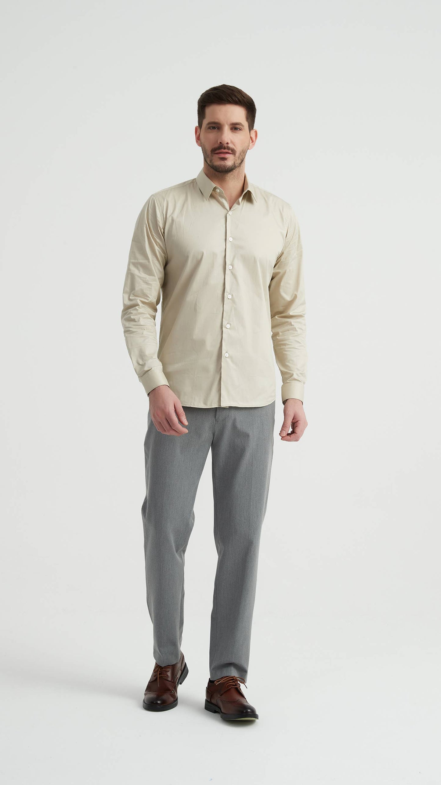 Camicia in cotone compatto avorio