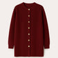 Cardigan lungo bordeaux con bottoni dorati