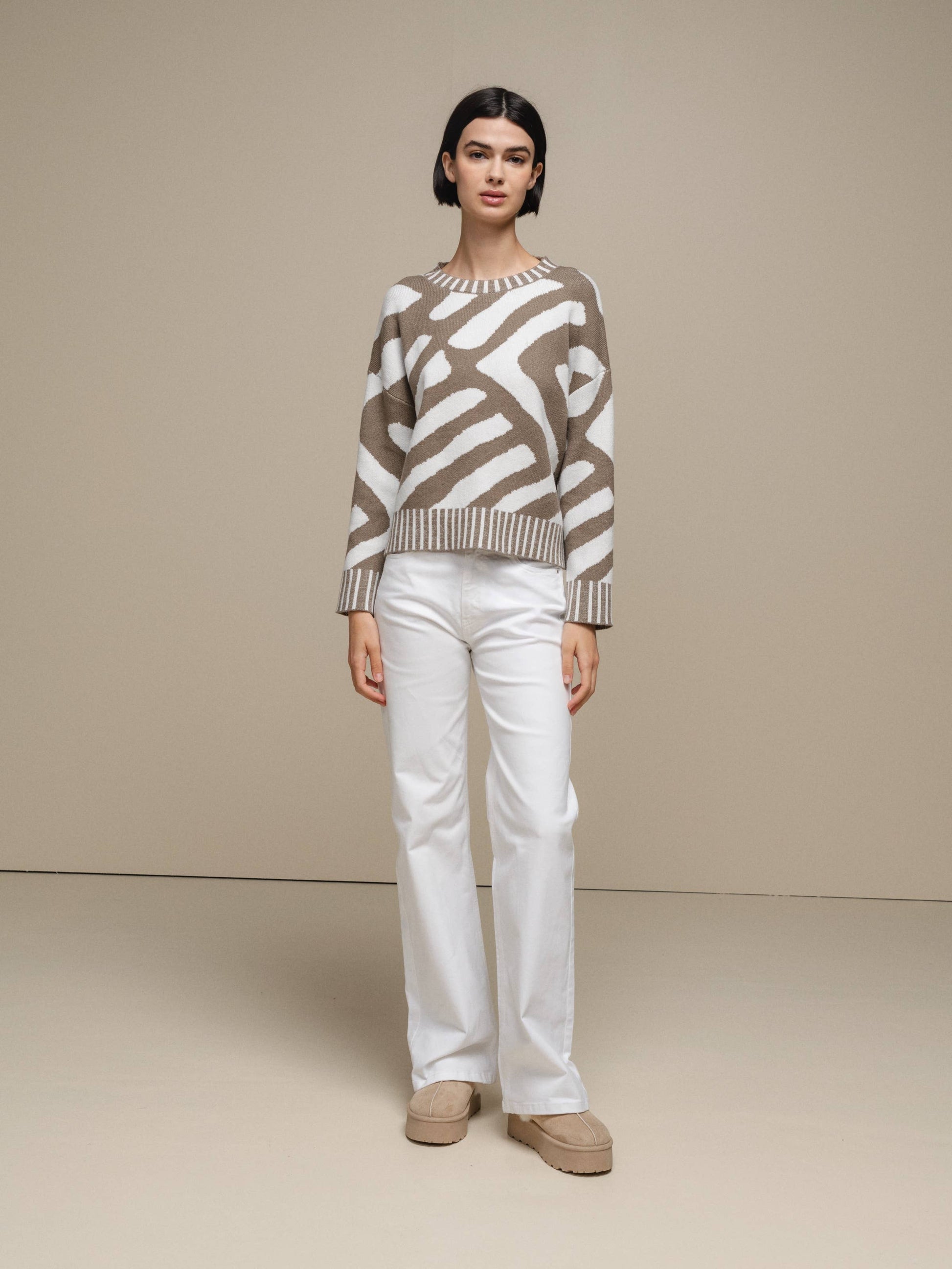 Maglione in maglia jacquard bicolore