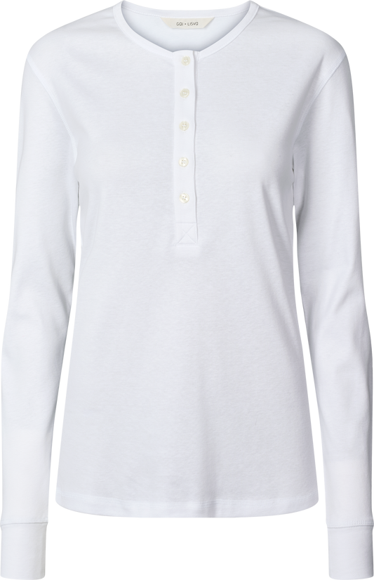 Maglia Henley a Costine in Cotone Biologico Ida Bianca