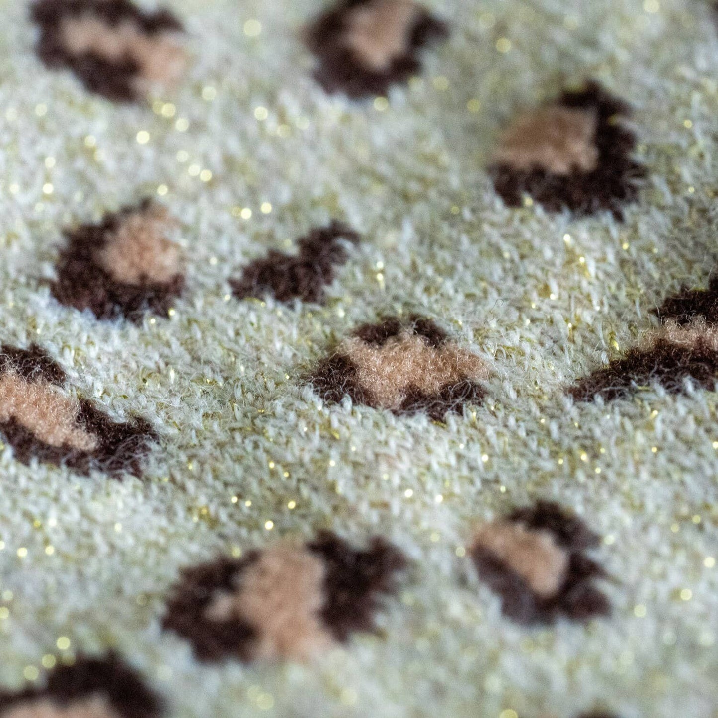 Calzini in cotone pettinato leopardati beige con glitter
