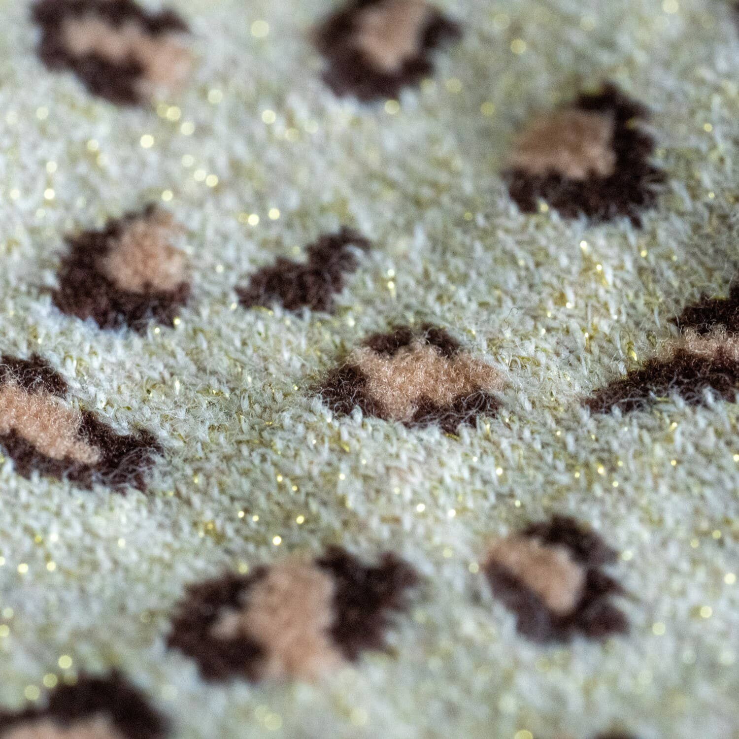 Calzini in cotone pettinato leopardati beige con glitter