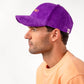 Cappellino in velluto viola con logo ricamato