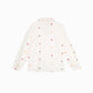 Camicia ecru ricamata a pois multicolor
