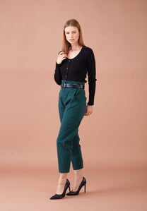 Pantaloni in twill con pieghe