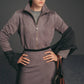 Giacca effetto suede con zip e collo alto