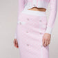 Gonna midi in maglia jacquard con bottoni decorativi