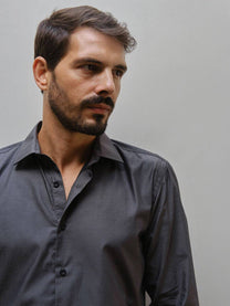 Camicia elegante grigia slim fit in cotone biologico